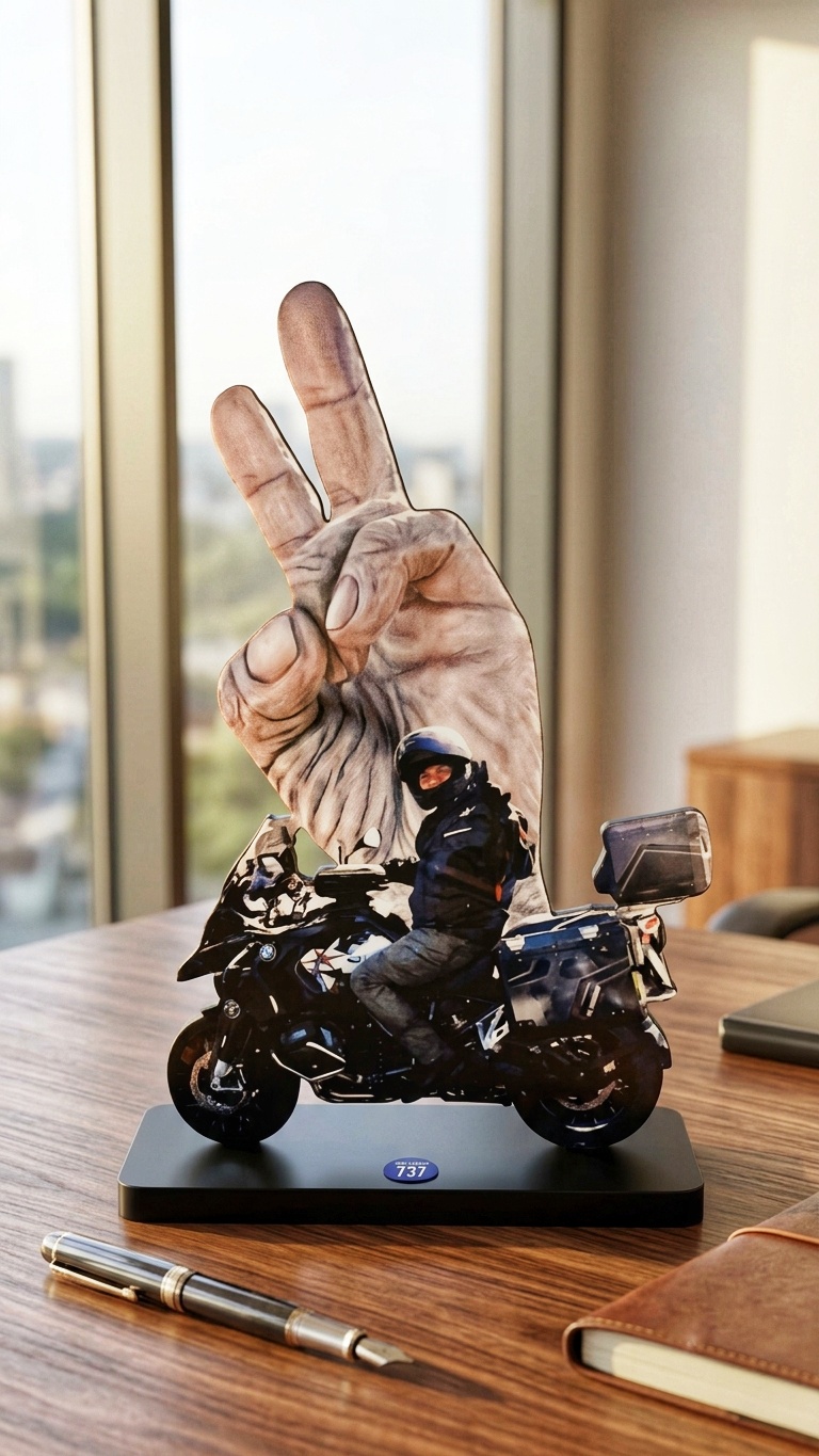 Troféu-maquete em MDF de uma moto